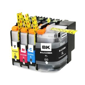 Cartouches d’encre compatibles Brother LC229 & LC225 – capacité super haute, lot de 4