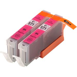 Cartouches d’encre compatibles Canon CLI-571XL – magenta, haute capacité, lot de 2